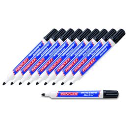 Penflex Drywipe Whiteboard Markers Bullet Black - Pack Of 10 | Dryad ...