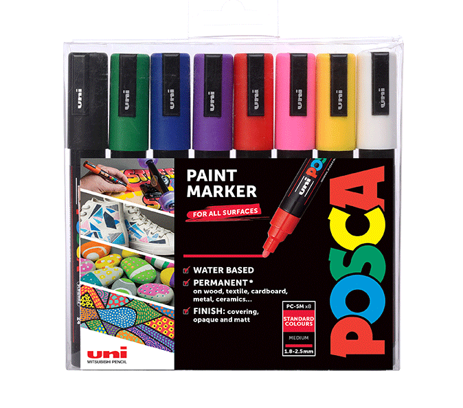 Uni Posca Marker PC-5M 8 Standard Colours