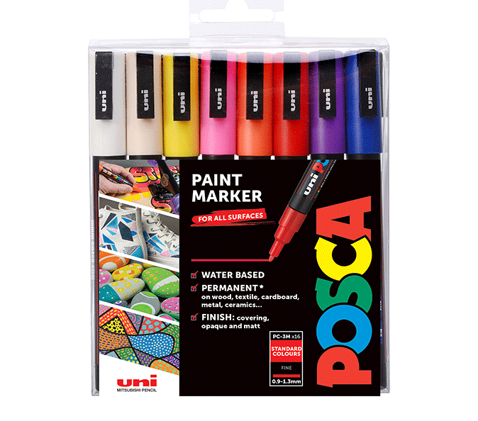 Uni Posca Marker PC-3M 16 Standard Colours